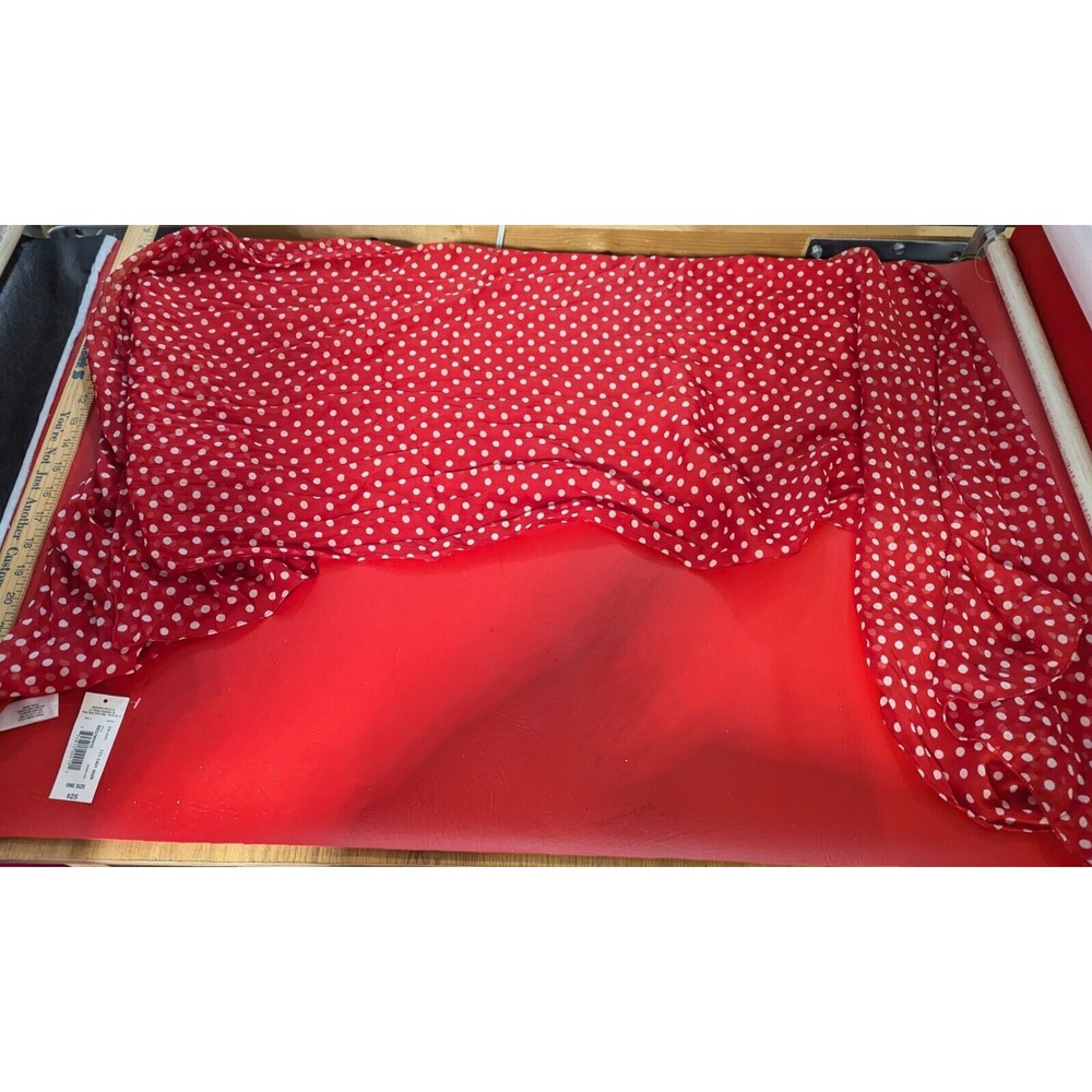 MIX IT red white polka dot‎ sheer neck scarf wrap 20" x 72" NWT